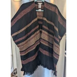 American Eagle Poncho O/S Striped Fringe Boho Southwestern Western Cowgirl Horse